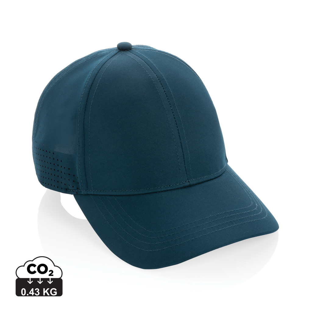 Casquette de sport publicitaire 6 panneaux en rPET Impact Bleu marine